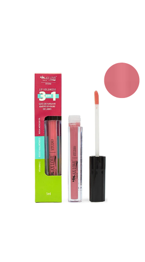 MAX LOVE GLOSS LIP VOLUMOSO 3 EM 1 309 TRANSLUCIDO  ROSE 5ML