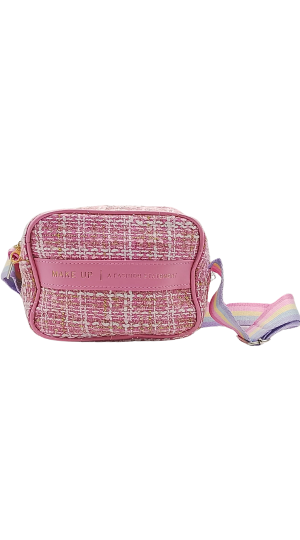 NECESSAIRE MAKE UP BX-2123 ROSA COM BRANCO