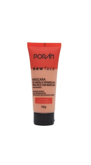 PORÁN NEW FACE MÁSCARA DE ARGILA VERMELHA PARA PELE COM MANCHAS 100G
