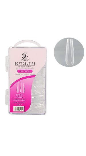 STAY BEAUTY SOFT GEL TIPS UNHA POSTIÇA COM 100 TRANSPARENTE