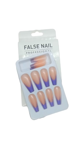 FALSE NAIL UNHA POSTIÇA C/12 ROSA COM LILÁS