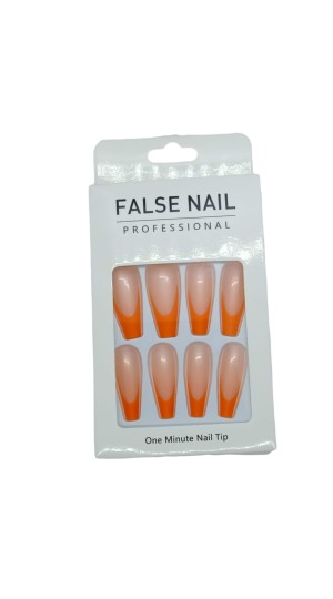 FALSE NAIL UNHA POSTIÇA C/12 ROSA COM LARANJA