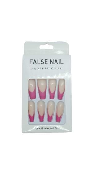 FALSE NAIL UNHA POSTIÇA C/12 NUDE COM ROSA