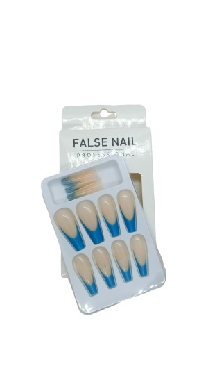 FALSE NAIL UNHA POSTIÇA C/12 NUDE COM AZUL
