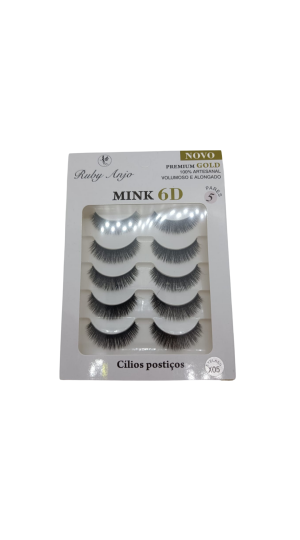 RUBY ANJO CILIOS POSTIÇO MINK 6D C/5 PARES X05