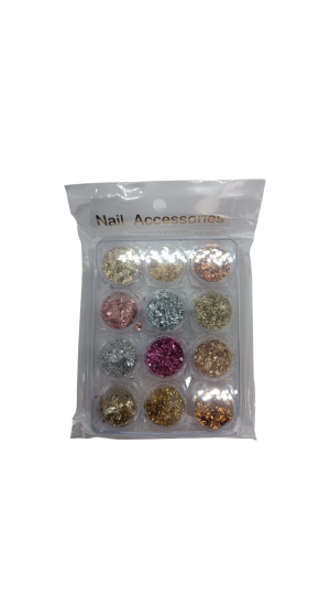 NAIL ACESSORIOS LANTEJOULA FOLHA DE OURO C/12 UNIDADES
