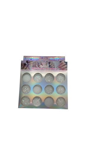 REAL LOVE DECORAÇÕES DE UNHA C/12 UNIDADES GLITTER BRANCO