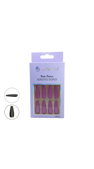 DAFU UNHA POSTIÇA ADESIVO DUPLA C/24 COR LILÁS
