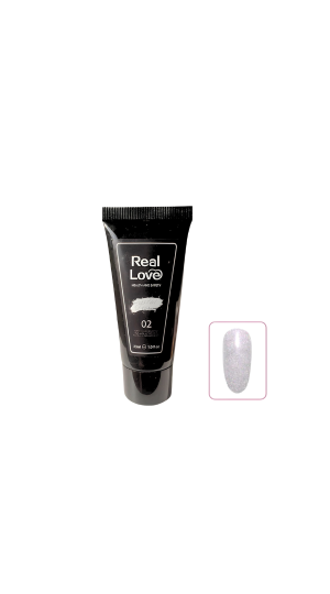 REAL LOVE POLYGEL CRISTAL GEL COM GLITTER 2 BRANCO 30ML