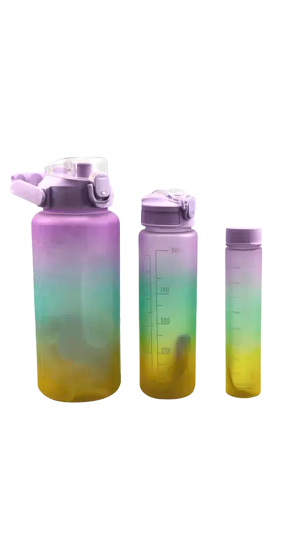 KIT GARRAFA MOTIVACIONAL COM 3 UNIDADES ROXA